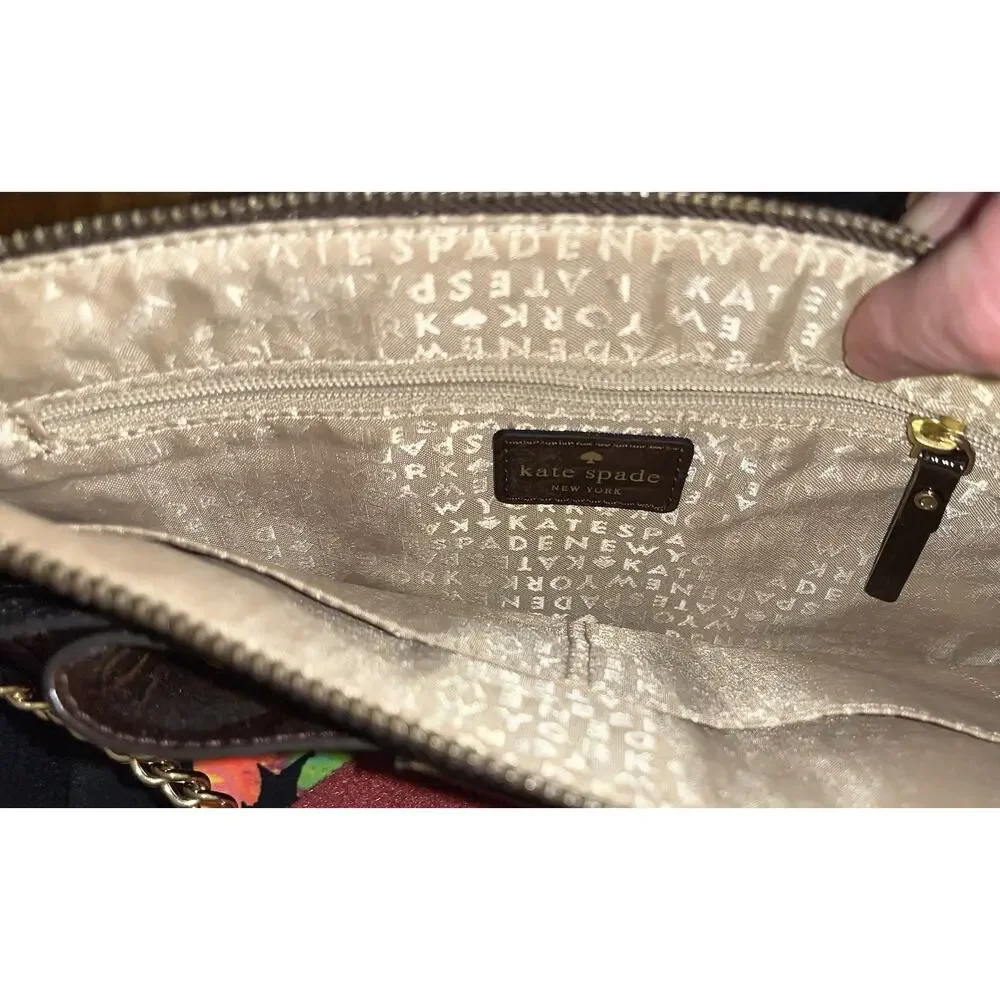 Kate Spade RARE PATENT LEATHER KNIGHTSBRIDGE CROC BOW BEAU CHOCOLATE BYRD CLUTCH